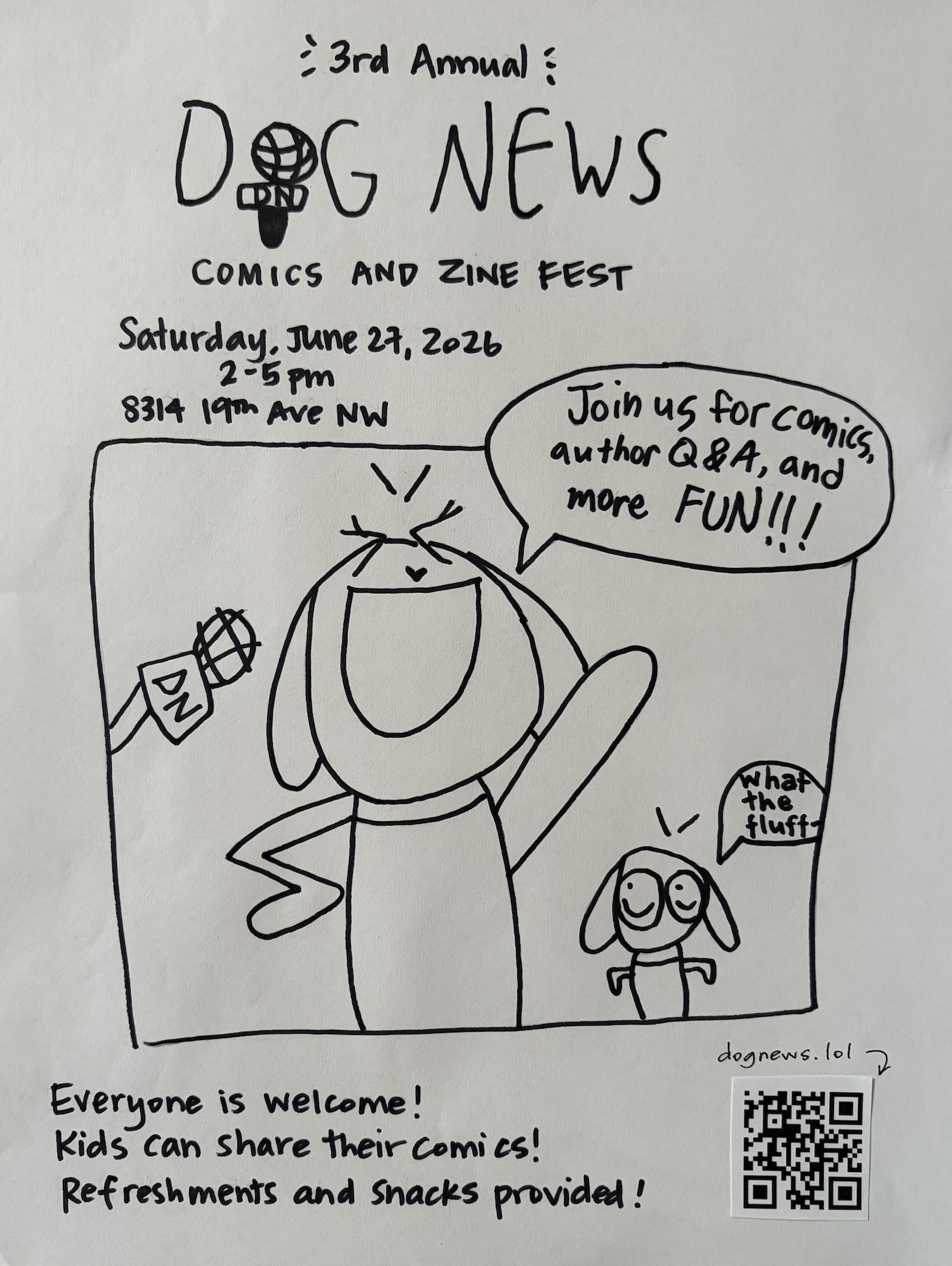 Flier for DogNews ZineFest 2025